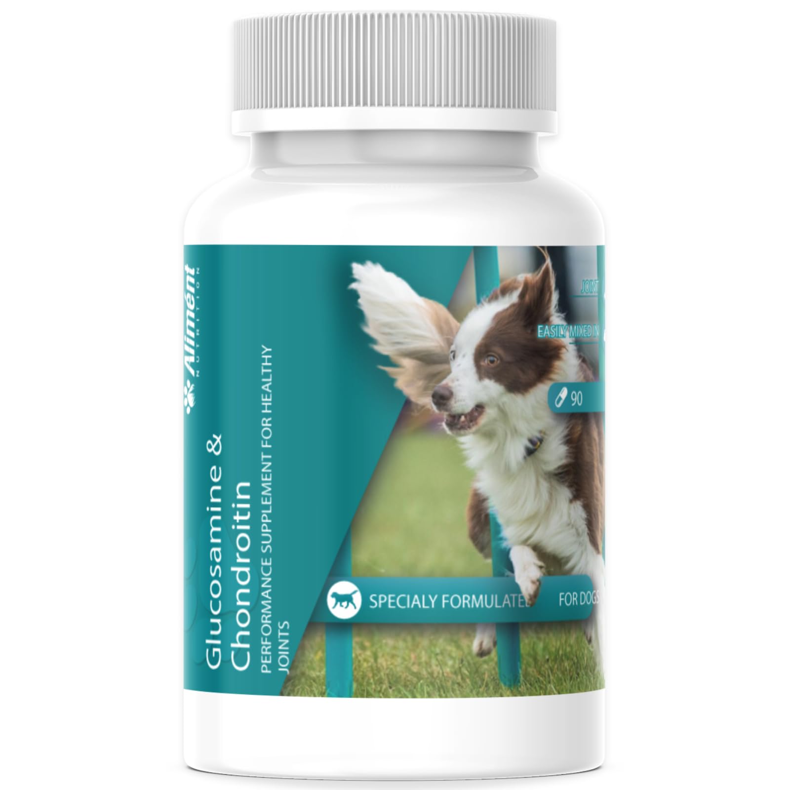 Aliment Joint Supplement for Dogs 90 High Strength Capsules Glucosamine 400mg & Chondroitin Sulphate 100mg for Dogs Hip and Joint Care MSM Vitamin C & Manganese Head to Tail