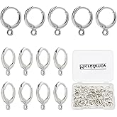 MICROAMOY 60pcs Silver Filled Hoop Huggie Earring Hooks,Hypoallergenic Dangle Tarnish Resistant Gold Lever Back Earring Hooks Earwire for Jewelry Making Supplies (Silver)