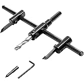 Bonsicoky 1-3/16" to 7-7/8" Adjustable Hole Saw Circle Hole Cutter Drill Bit, Heavy Duty Wood Drywall Drill Bit Round Cutting