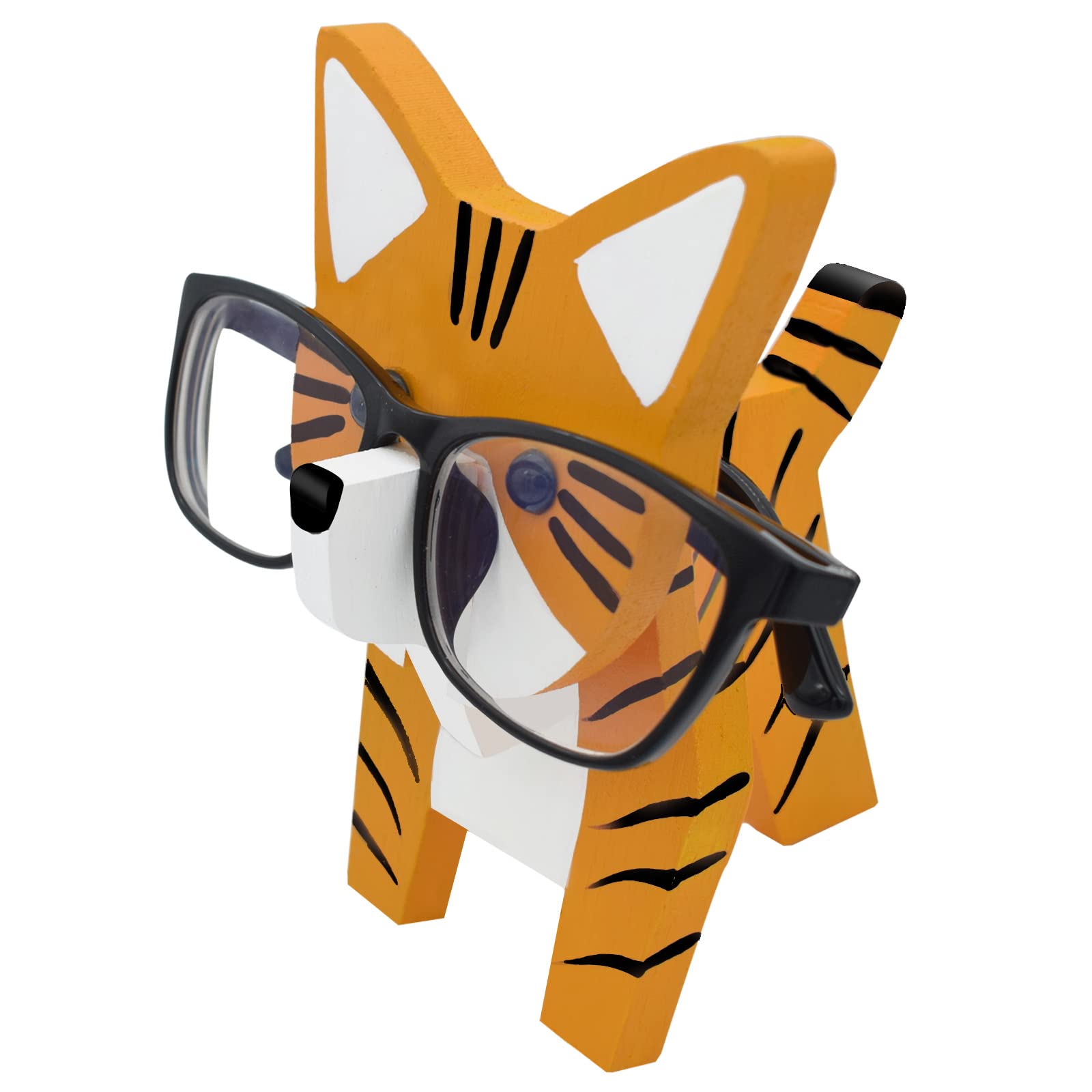 VIPbuy Cat Shaped Wood Carved Glasses Holder, 3D Wooden Puzzle Eyeglasses Stand Pets Spectacle Holder Sunglasses Display Rack Gifts Home Office Desk Decor