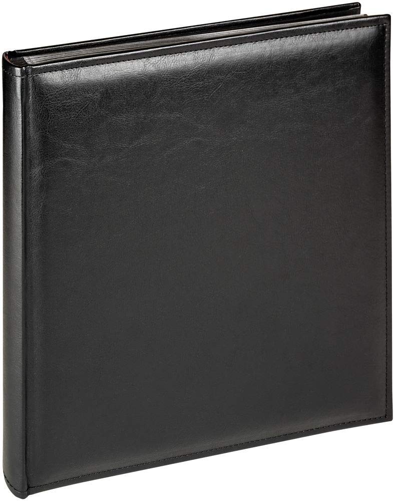 walther Design Photo Album Black 28 x 30,5 cm Imitation Leather with Stitching all Around, Deluxe FA-386-B
