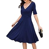 oxiuly Women's V-Neck Maternity Nursing Stretchy Casual Dresses Elegant Tea Dress OX233