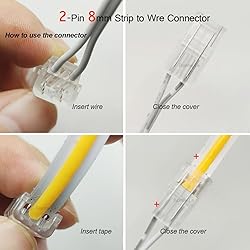 Biantie La 2-Pin 8mm COB Strip to Wire Connector