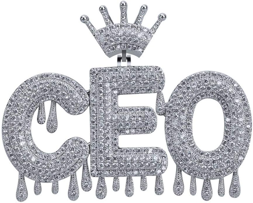Raraso Custom Name Iced Out Crown Bubble Letters Chain Pendants