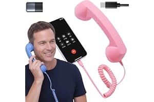 Retro Phone Handset, Type-C Retro Phone Handset for iPhone, Pop Phone RetroHandset, for Cell Mobile Video Conferences, Calls,