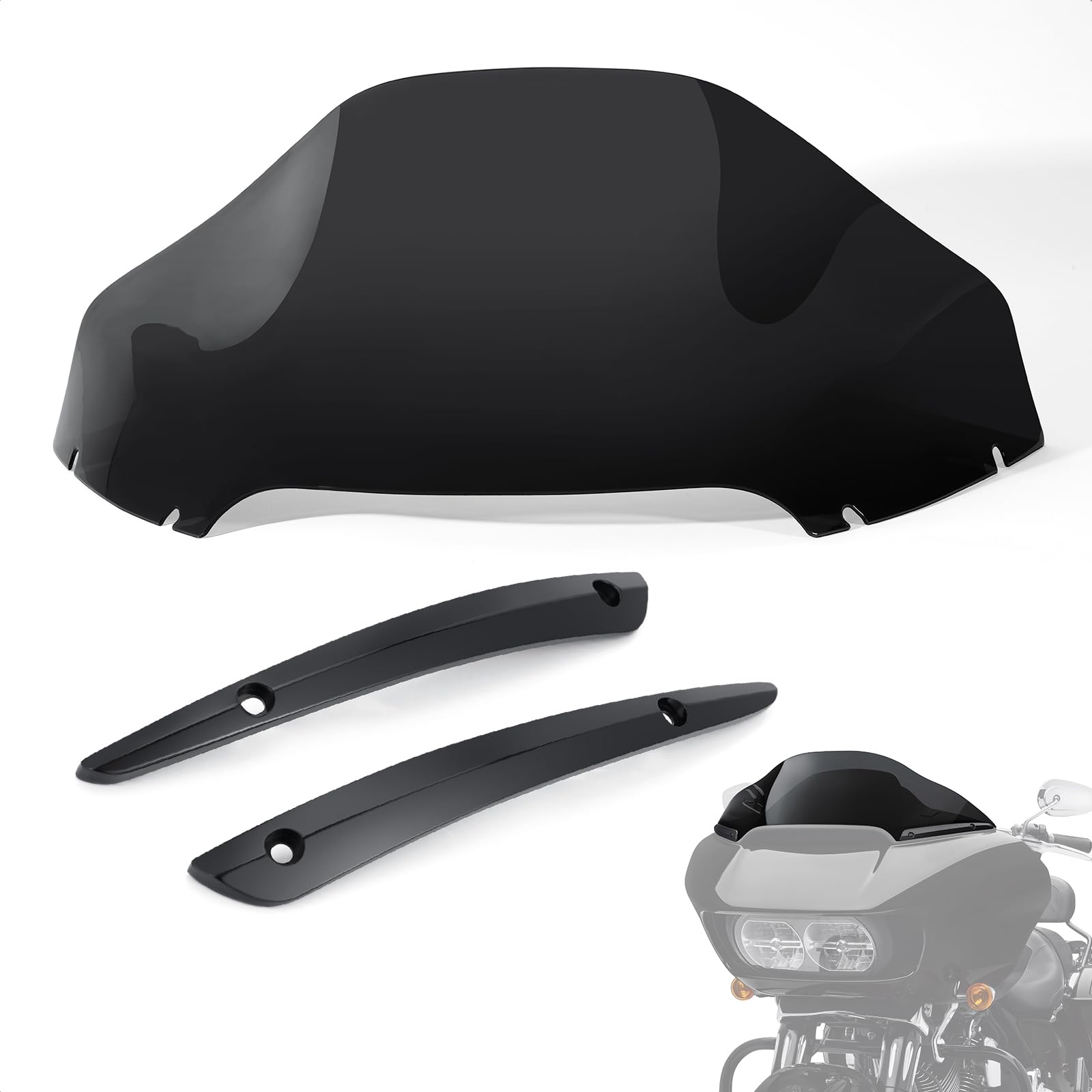 Photo 1 of (partial set) Kiawnia 13" Motorcycle Windscreen+ 2PCS Windshield Side Trim, Compatible for Harley Dual Light Glide for Road Glide FLTR FLTRX 2015- 2023, Special FLTRXS 2015-2020 (Black)