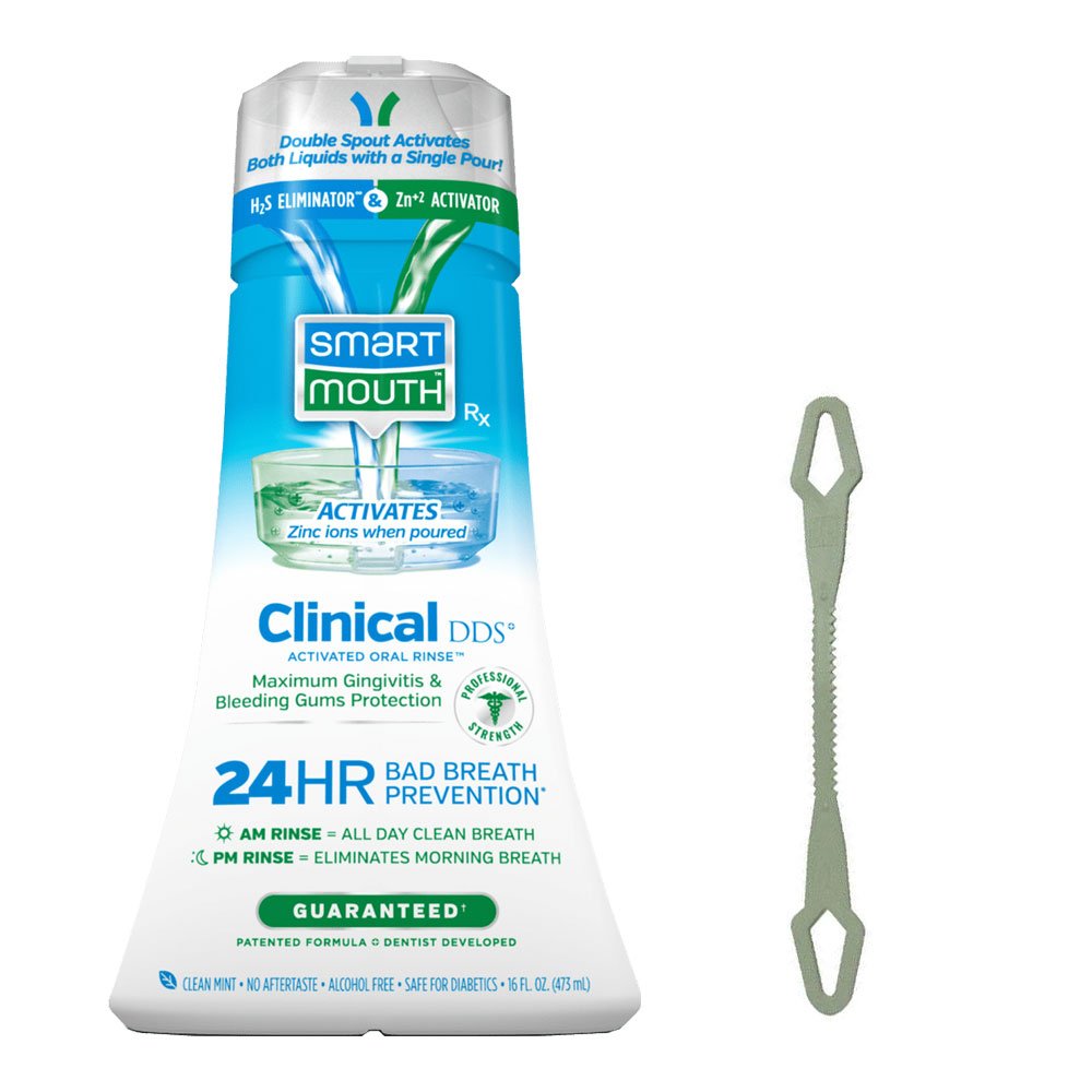 SmartMouth Clinical DDS Oral Rinse for the Treatment of Bad Breath and Protection From Gingivitis and Gum Disease, 16 oz, 2 pack : Beauty