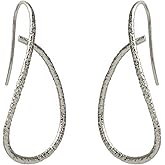 925 Sterling Silver Handmade Hammered Open Teardrop Drop Earrings for Women