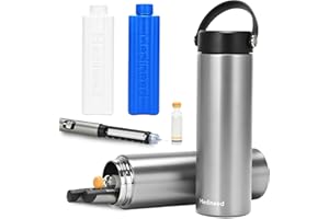MEDINEED Insulin Cooler Travel Case TSA Approved, Refrigerated Medicine Case with Ice Packs, 60H 3 Pens Medicine Travel Cooler for Diabetes, Medication Organizer for Diabetic Supplies Carrying (Silver)