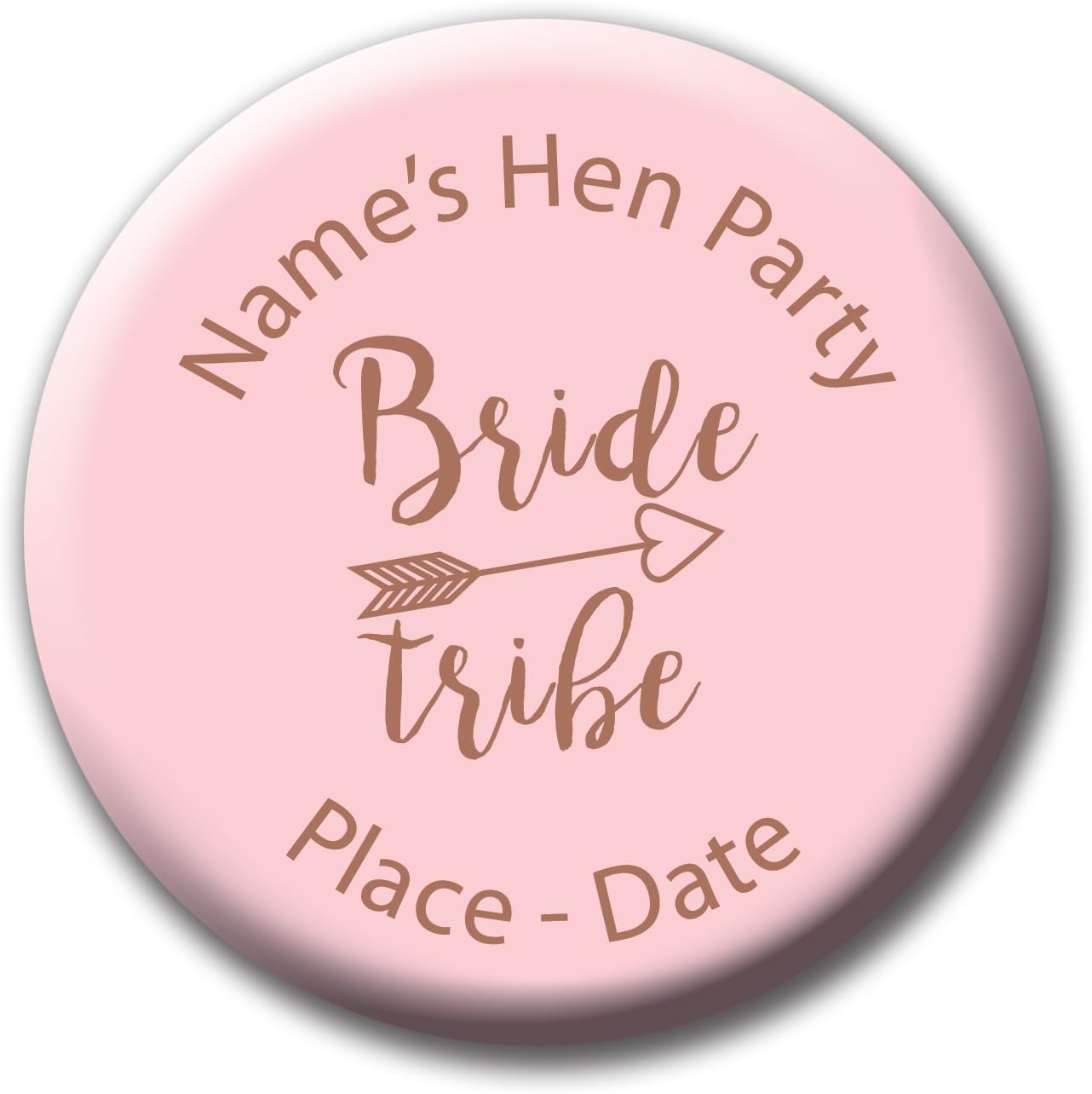 Bongo Badges10 x Rose Gold on Pink Bride Tribe Hen Party Pin Badges/Mirrors/Gifts - Any wording - Any occasion