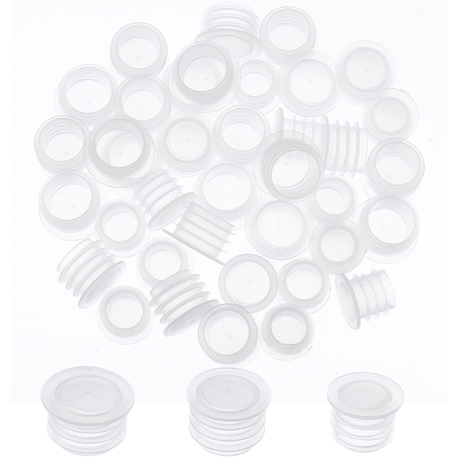 GORGECRAFT 48PCS 3 Sizes Salt and Pepper Shaker Stoppers Clear Plastic Stopper Replacement Bottle Plug Covers 9.5mm 11mm 12.5mm Inner Diameter Reusable Round End Covers for Bottles Pipes Pots — image 1