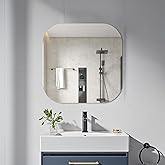 yuzeyurun 24" Frameless Square Bathroom Mirror, Tempered Glass Wall Mirror, HD Vanity Mirror for Entryway, Living Room & Home