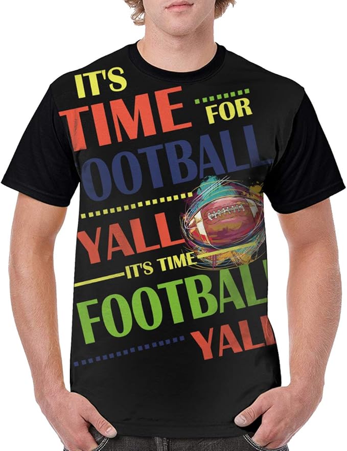 playera para hombre, con texto en inglés «It's Time for Football Yall Game Day», diseño de