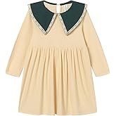 Mud Kingdom Girls Dress Peter Pan Lace Collar Long Sleeve Dresses Casual