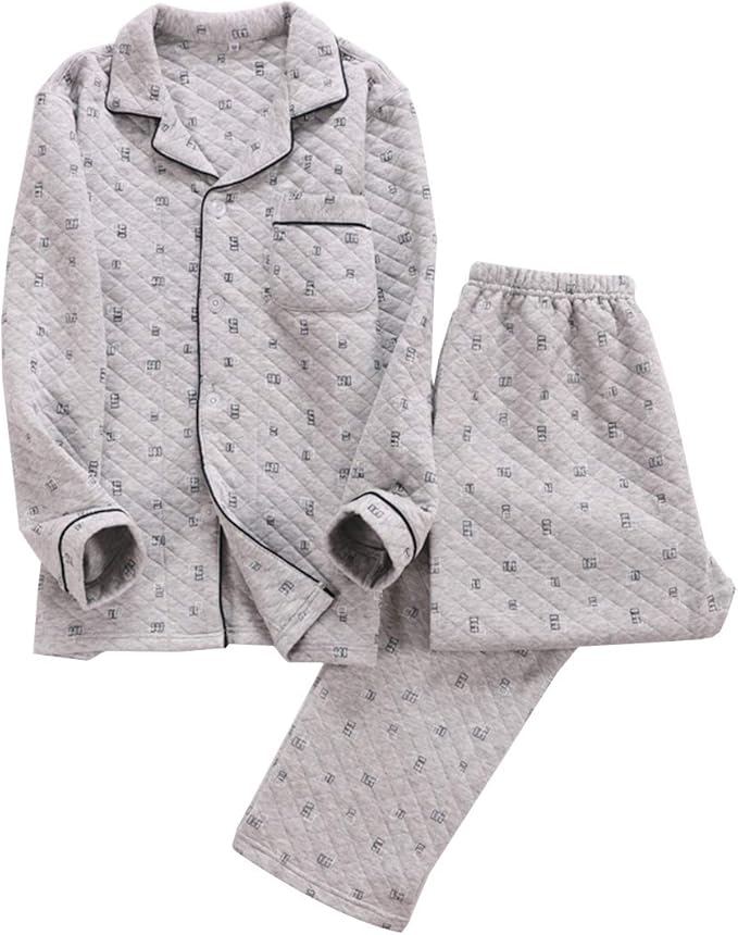 Amazon Bole Kk メンズ パジャマ ルームウェア 寝巻き 長袖 前開き 上下セット 部屋着 男性用 ナイトウェア 介護 入院 敬老の日 プレゼント 便利服 秋冬 パジャマ 通販