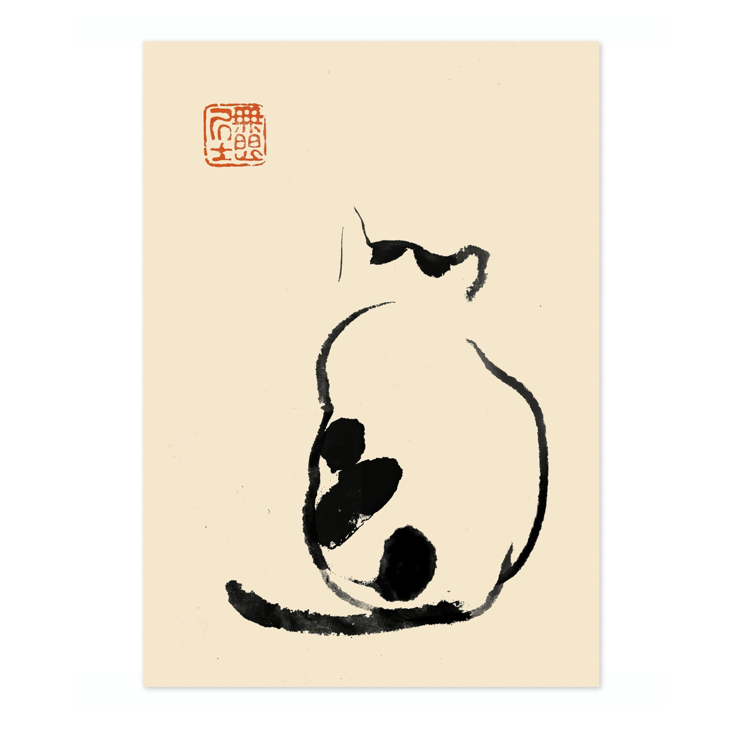 Matsumoto Hoji Cat Poster, Japansese Art Woodblock Ukiyo-e Print, Framed Japanese Wall Art, Archival Matte, A5 (Print Only) - 21x14.8cm
