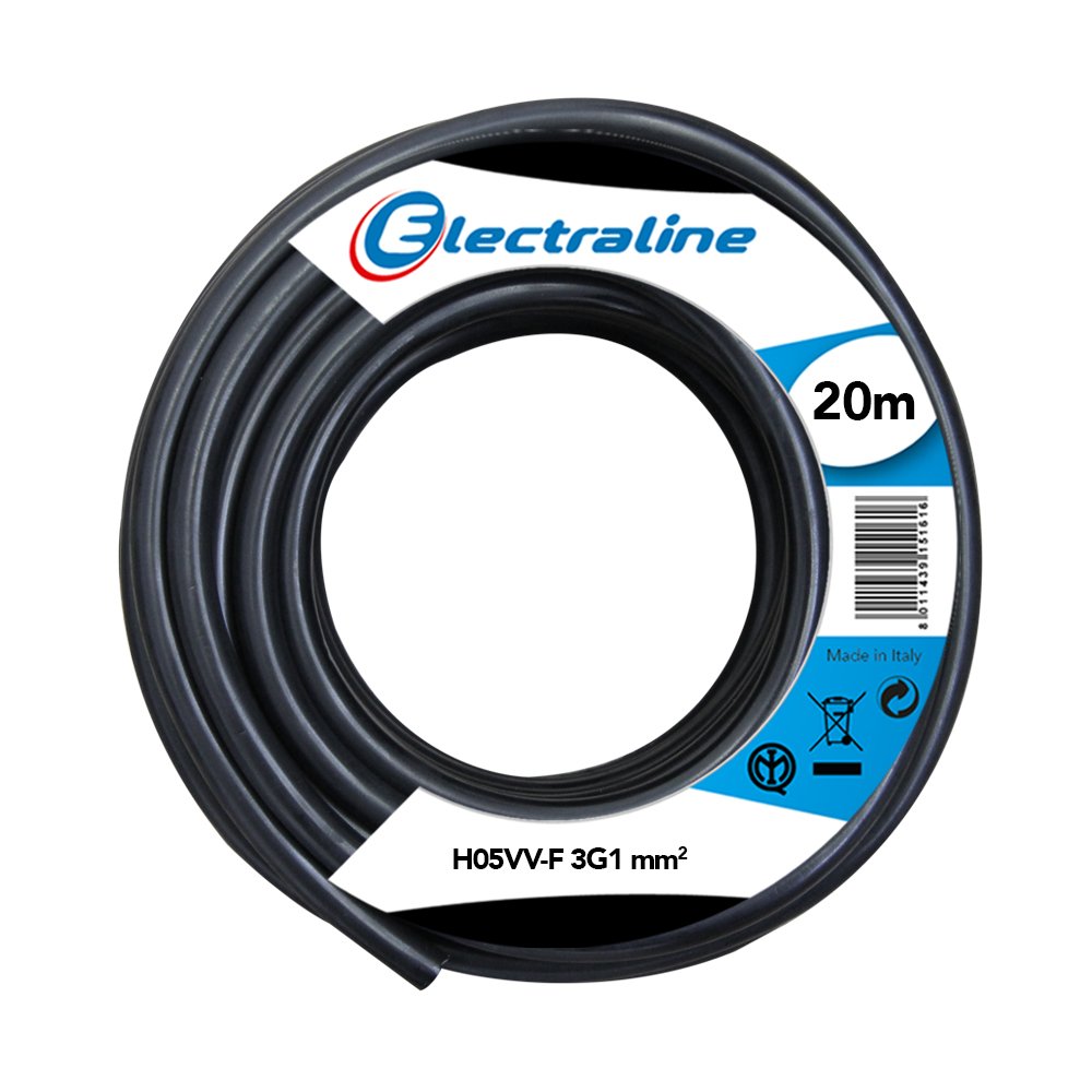 Cable H05VV-F - 3G1 mm - 20 m - Black