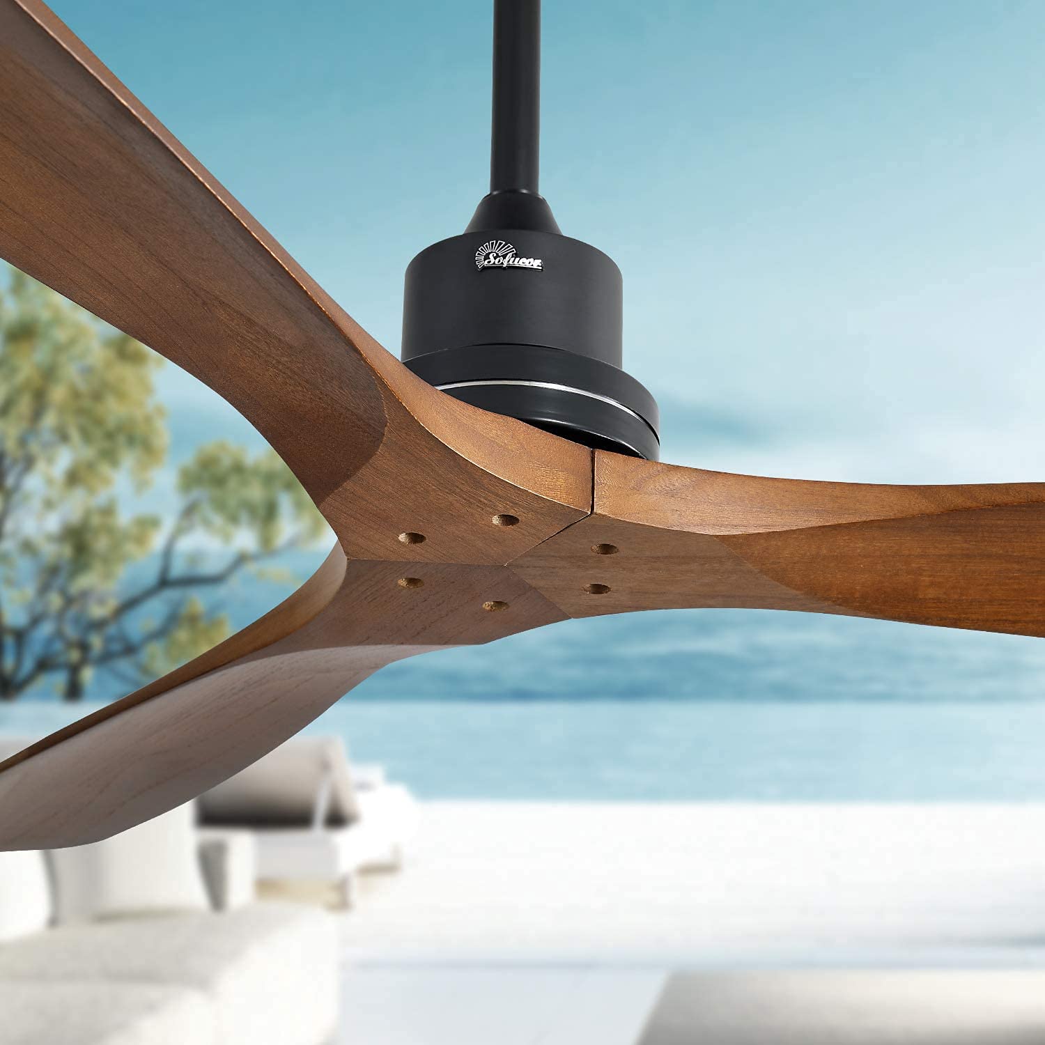 Sofucor Ceiling Fan no Lights, 52 Inch Low Profile