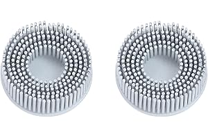 HARFINGTON 2pcs Bristle Disc 2" 120 Grit Abrasive Brush Deburring Electric Disc Brush with Quick Change Roll Lock Abrasive Coating Removal Disc for Metal, White