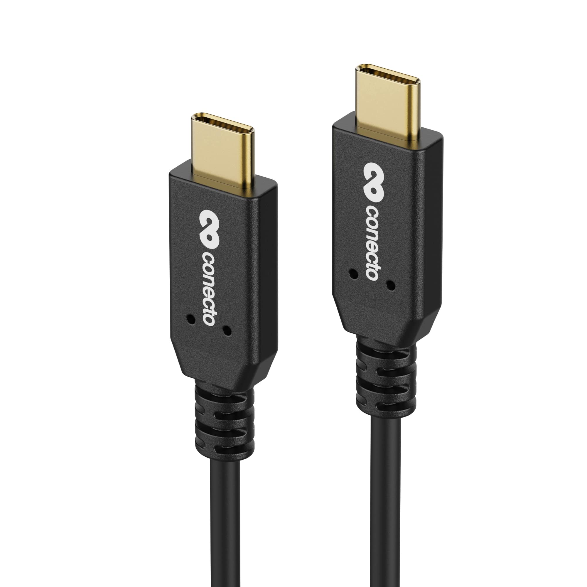 conecto, USB-C to USB-C Data and Charging Cable, USB 3.1, Gen 2, Quick Charge, Gold-Plated Connectors, E-Marker, 5A/100W, 10GB/s, 4K 60Hz, PVC Sheath, Black, 0.50m