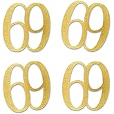 Gold Glitter 69 Cut-Out Numbers, 69th Birthday Party Anniversary Decorations DIY Essentials
