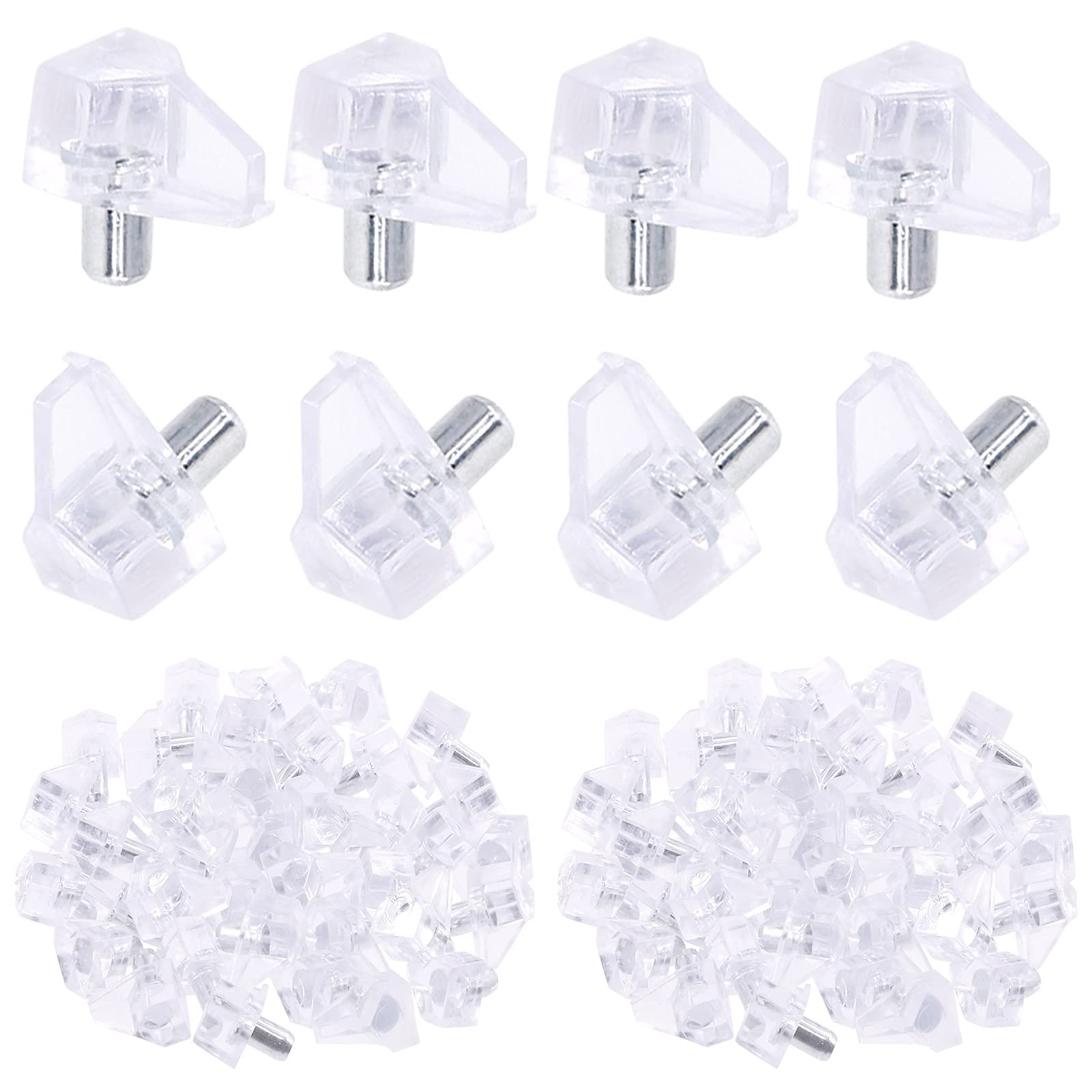 Swpeet 200 Pcs 5 mm Clear Shelf Pins, Transparent Plastic Shelf Support Pegs Shelf Holder Pins Bracket Cabinet Clips Holder for Shelf Holes on Bookcase, Cabinets and Entertainment Centers
