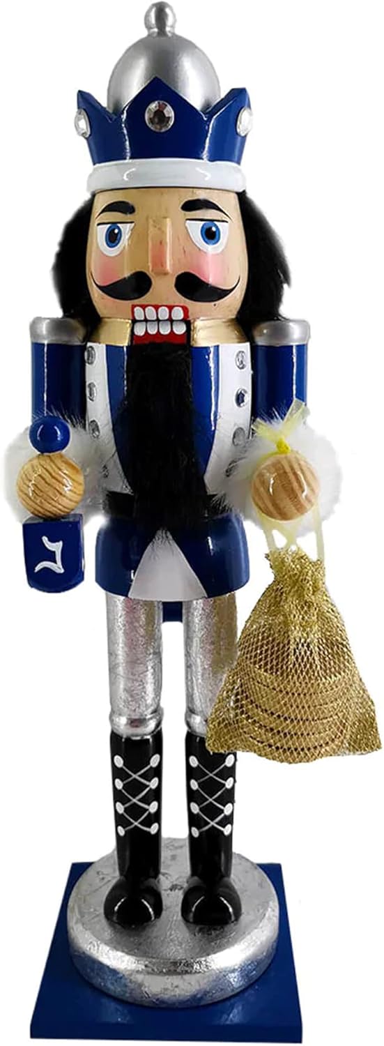 Nutcrackers - Nutcracker Ballet Gifts Hanukkah Nutcracker King Figures, Jewish Holiday Decorations Holiday Decor, Decorative Wooden Statue, 12-inch