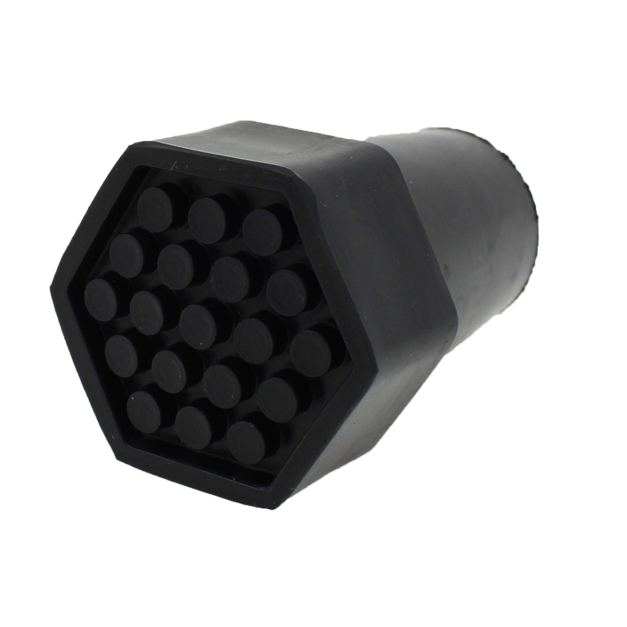 Qty 4X: 22mm 7/8" Black Hexagonal Heavy Duty Rubber Ferrules for Crutches by Lifeswonderful®