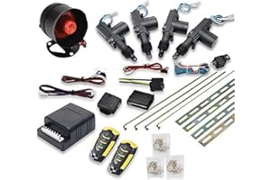 TOTMOX Car Alarm System Universal Keyless Entry System Power Car Alarm Security System with Trunk Release Button Remotes & 4pcs Door Lock Actuator