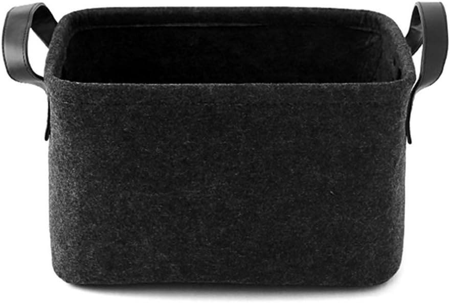 Pinji Felt Storage Basket Storage Bins Organizers with Handles Toy Book Hamper for Kids Bedroom Office Closet Dark Grey S
