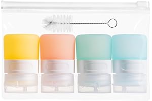 MICEBAY Condiment Squeeze Bottles for Sauces, 1-oz Mini Silicone Salad Dressing Container to Go with Reusable Sandwich Bag, Leakproof Ketchup Bottle for Bento Lunch Box, 4 Pack, Candies