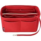 OPPOSHE Purse Organizer Insert for Handbags, Softened Felt Bag Insert Organizer for Tote, Compatible with LV, Coach, MK, Kate Spade, Goyard, Longchamp (Red, X-Large)