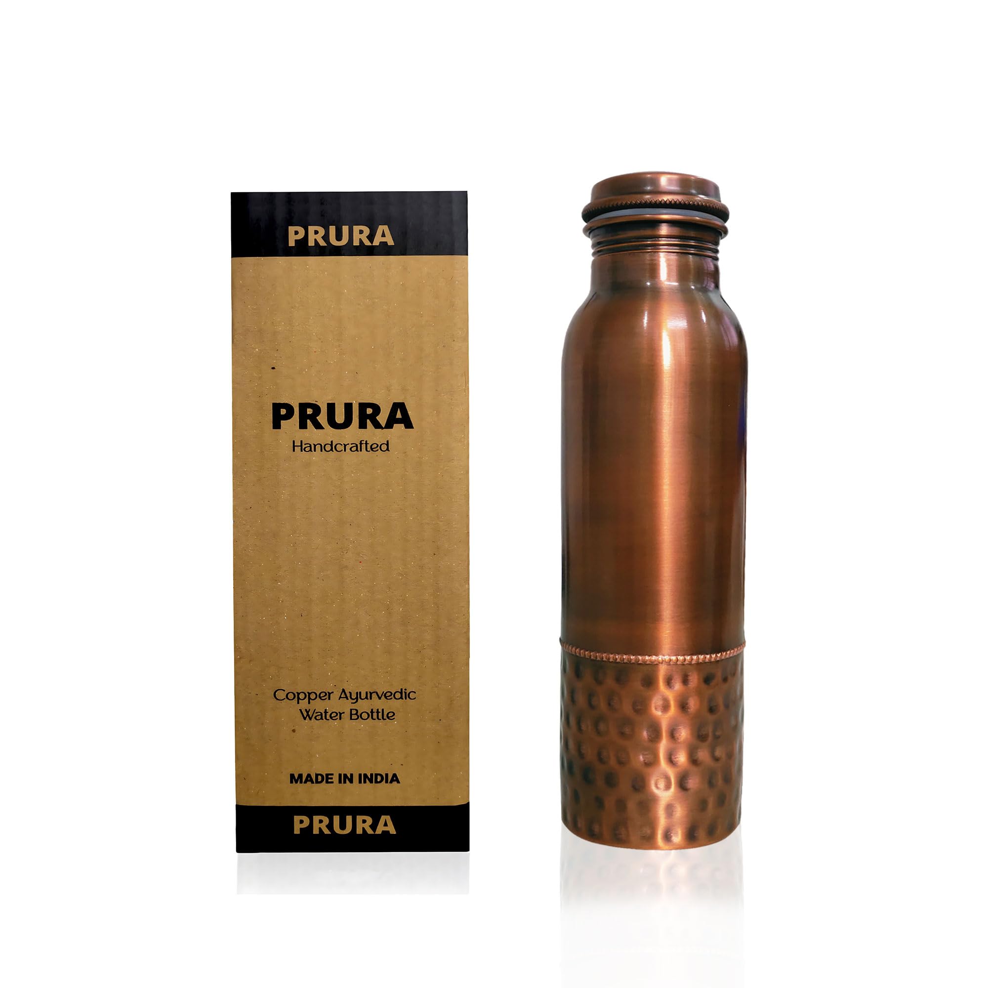 PRURA Copper Rice Hamard Copper Bottle yoga purposes Ayurveda Health Benefits Leak Proof (900ml/30oz, Design 4) — image 1