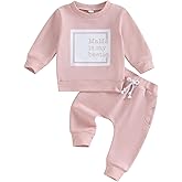 Sejardin Toddler Baby Girl Clothes Long Sleeve Letter Print Sweatshirt and Stretch Jogger Pants Newborn Fall Winter Outfit