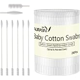Baby Cotton Swabs, Paper Sticks Cotton Buds for Baby Ear Nose Clean-200Pcs(Spiral and Pointed)