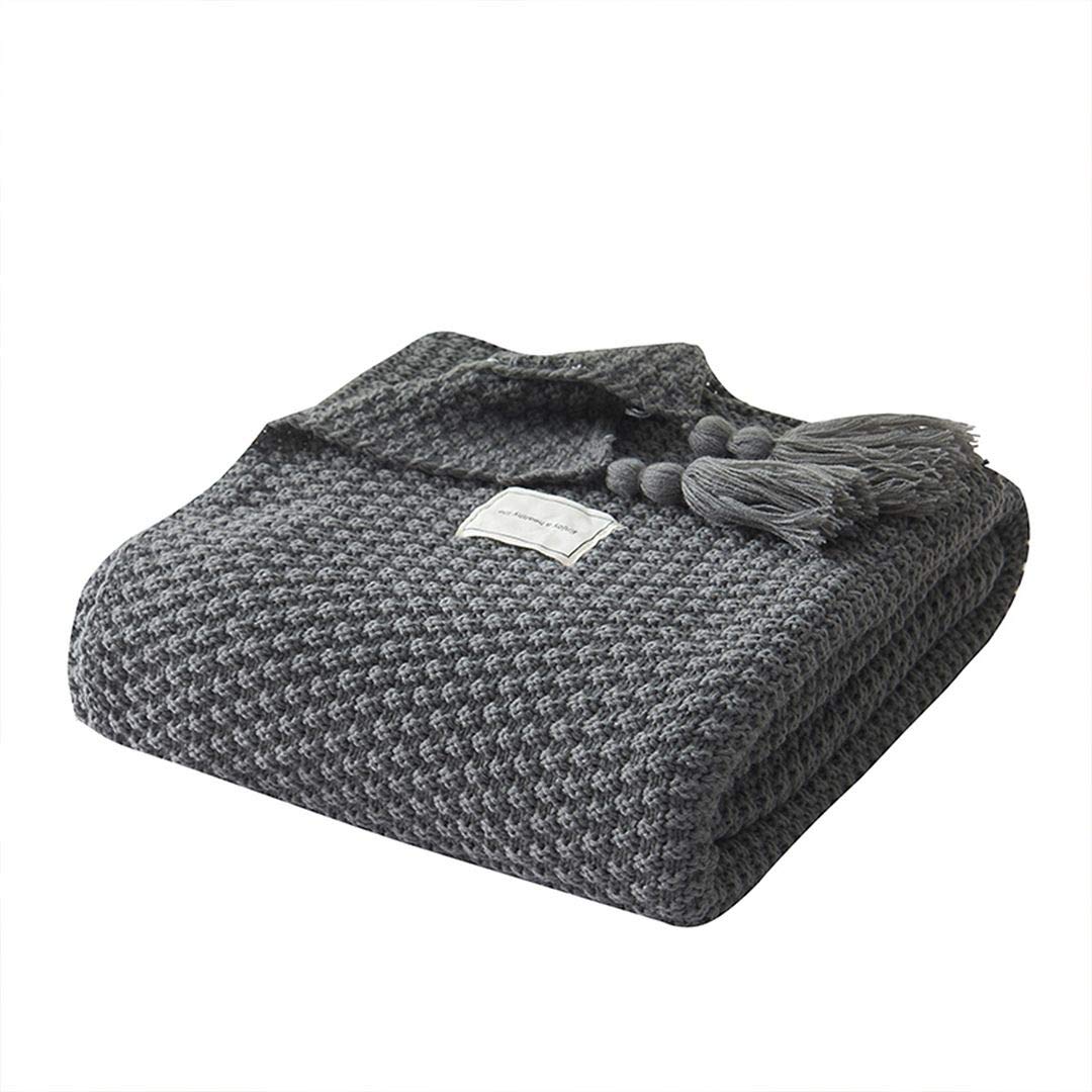 AUSTINCIAGA Knitted Blanket Sofa Throw Blanket Table Runner Nordic Bed Blanket Soft Warm with Fringe Handmade for Beach Picnic All Seasons (Grey, 70 * 100 cm)