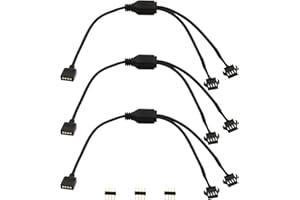 LANMINGLEL 4 Pin RGB Splitter Cable 12V 4Pin Female to SM 4Pin Female RGB Extension Power Cable PC RGB Wires for Computer Fan Motherboard LED Strip (F 1 to 2)