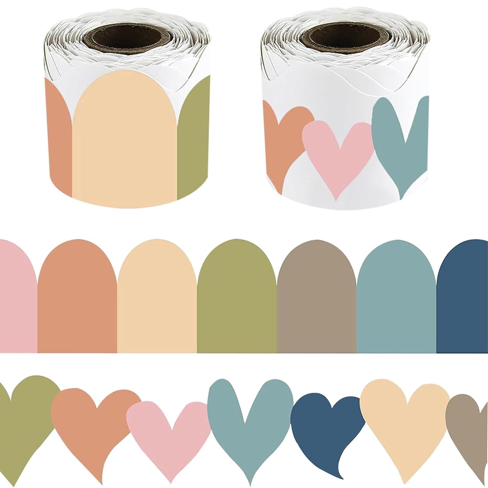 PMELCXD Colorful Classroom Borders, 65 Ft Bulletin Board Borders, notice board border, display border, Decoration Borders for Classroom School Bulletin Board Blackboard, semicircle+heart