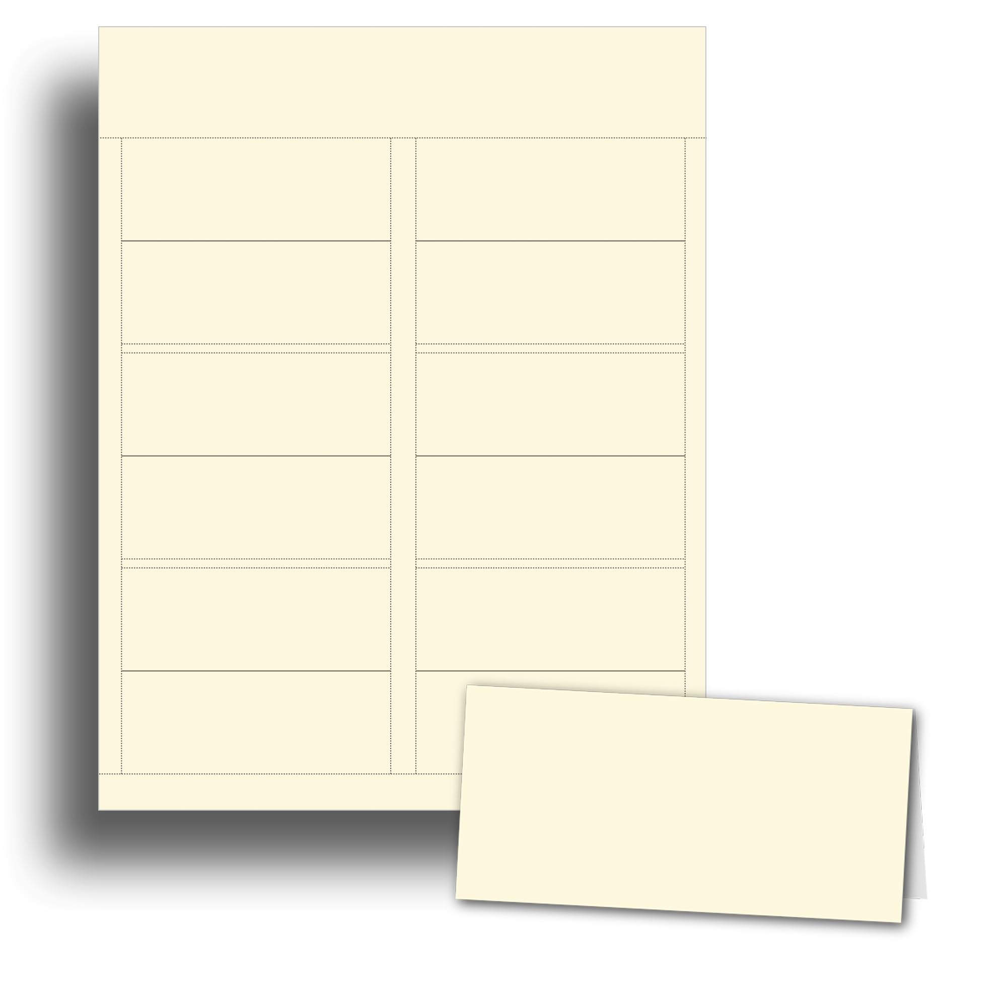 Photo 1 of 65lb Natural Cream Matte Printable Place Cards for Table Setting - 25 Sheets / 150 Tent Cards - 6 per page 1 7/16" x 3 3/4" Printable Name Card Paper for Inkjet/Laser Printers