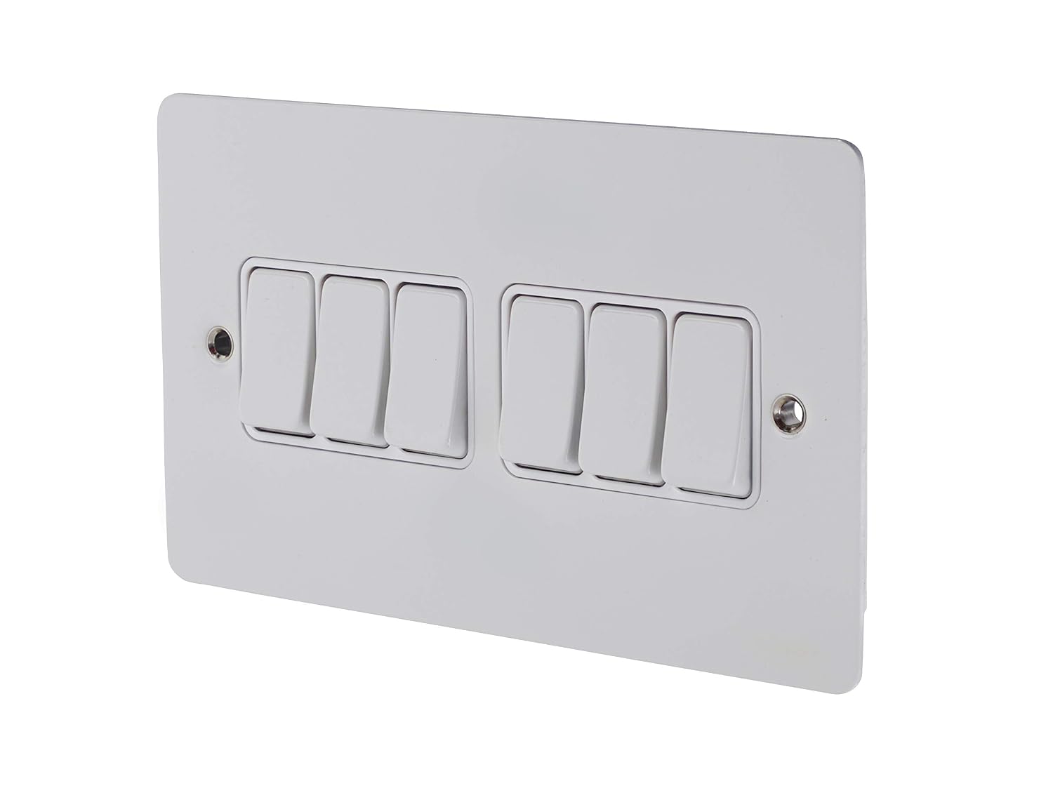 Schneider Electric Ultimate Flat Plate, 6 Gang Rocker 2 Way Light Switch, Single Pole, 16AX, GU1262WPW - Image 3