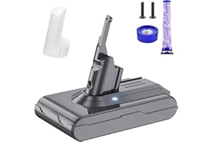 Maxofpowr 7000mAh V8 Battery Replacement for Dyson V8, 21.6V Li-ion Battery Compatible with V8 Animal V8 Absolute V8 Motorhead V8 Fluffy SV10 Vacuum Cleaner with 2 Filters and 2 Screws