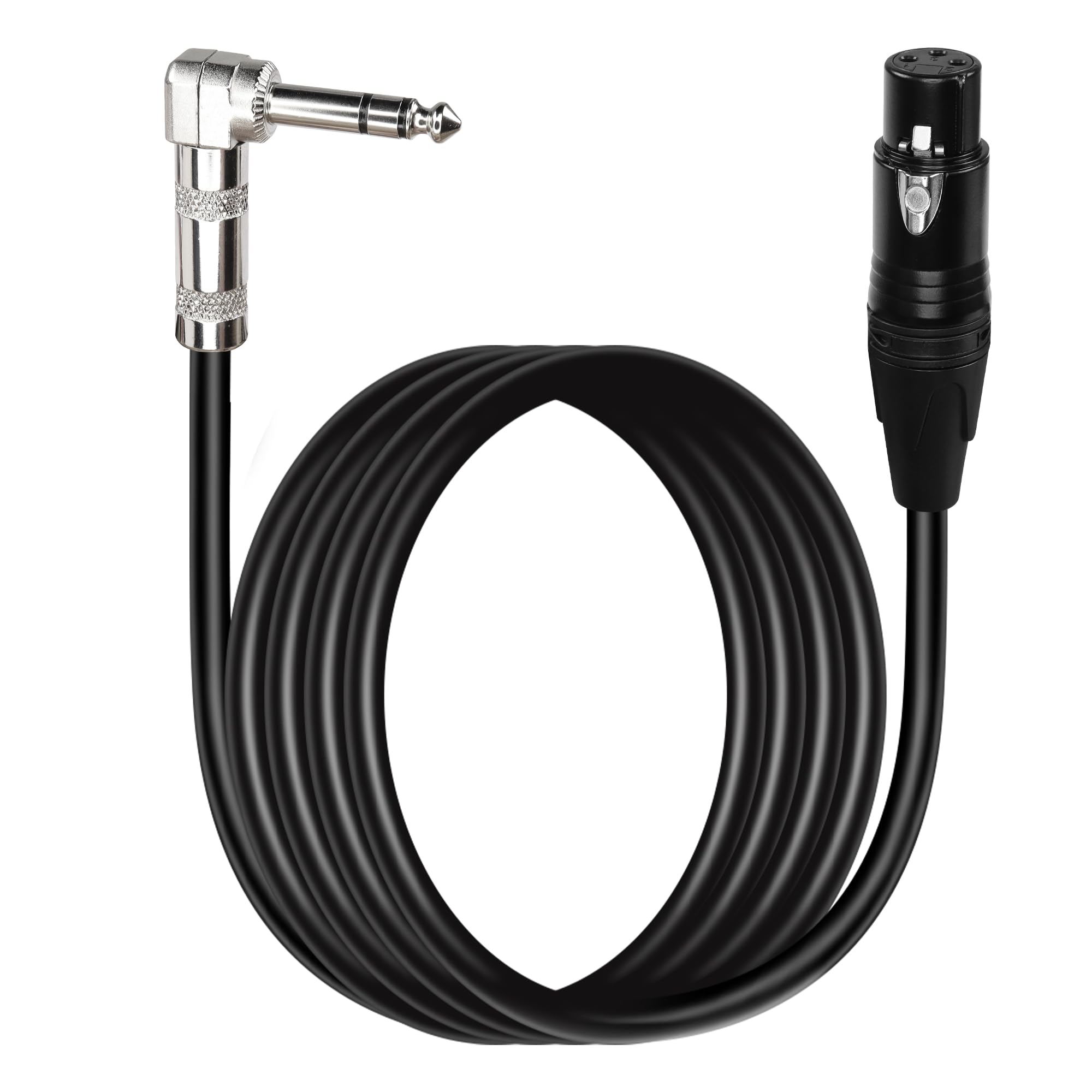 PNGKNYOCN 6.5 Feet 1/4 to XLR Cable 90 Degree Right Angle 6.35 mm TRS Male Plug to XLR Female Jack Audio Stereo Microphone Cable for Speakers, Stage, DJ and More (2M)