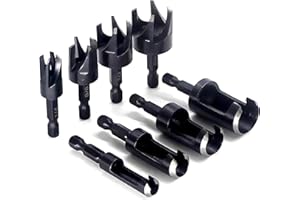 Wood Plug Cutter 8 Pieces, Round Shank Electric Drill Punching Tool, Woodworking Hole Saw Cutting Tool 1/4“ 3/8” 1/2“ 5/8” (M