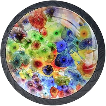 DEYYA Jellyfish Colorful Underwater World - Tirador de vidrio para