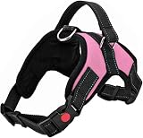 FYY Dog Harness No Pull Breathable Adjustable Reflective Vest Pink M-L