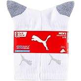 Puma Men's Crew Sock, 8 pair (White) Fits Shoe Size (6-12)
