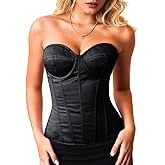 ChiaoLezhee Women's Lustrous Satin Corset, Underwire Padded Lace-Up Boned Shapewear for Elegant Glam Outfits (S-5XL)