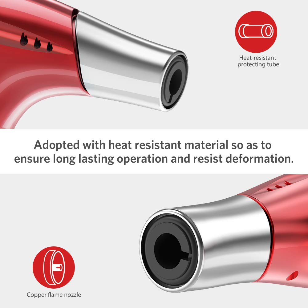 Blow Torch, Kollea Butane Kitchen Torch Refillable Chef Cooking Torch Lighter with Safety Lock, Adjustable Flame [MAX 2500℉] for Creme, Brulee, Toasting, Barbeques, Soldering