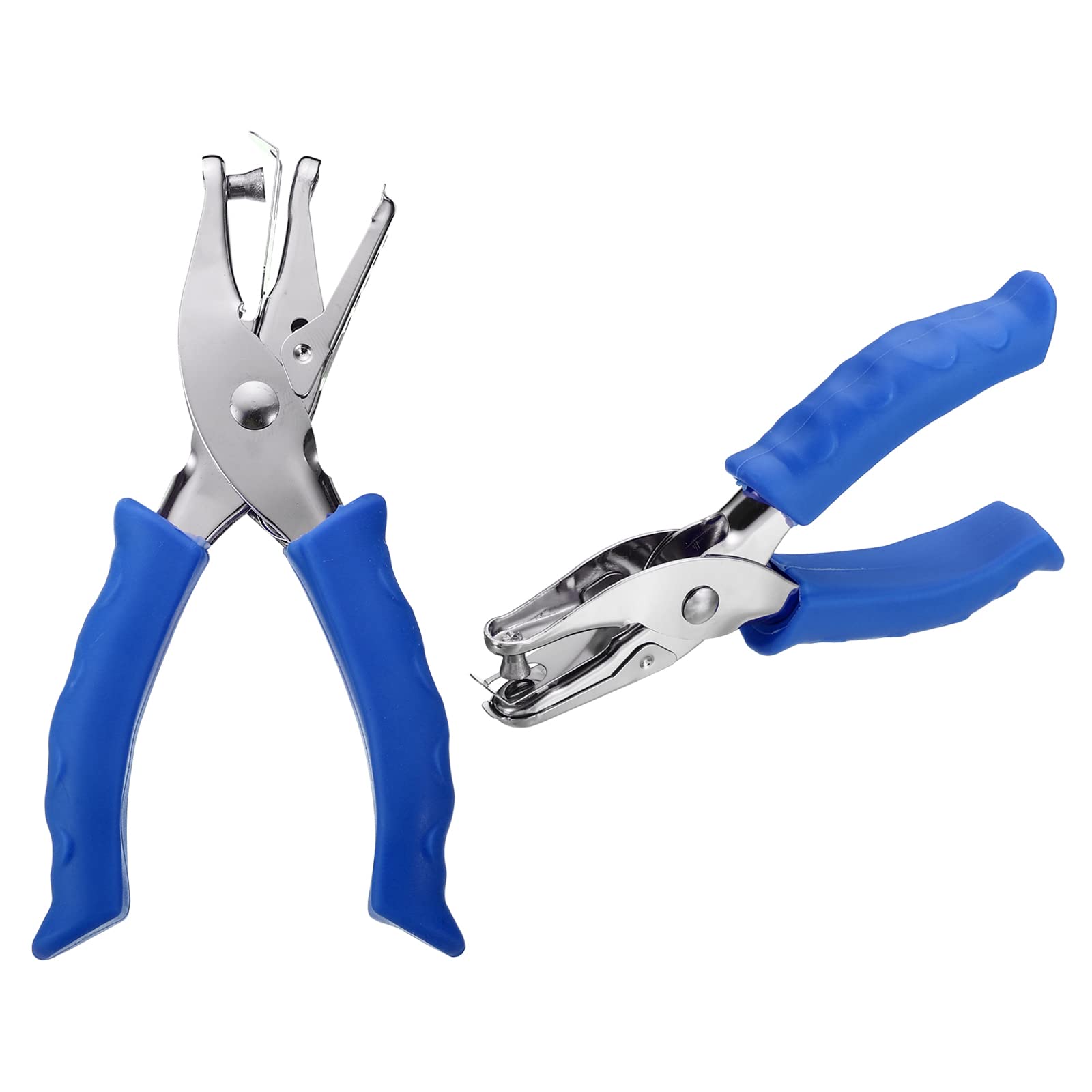 PATIKIL 1/4" Single Hole Punch, 2 Pack Handheld Hole Puncher with Soft Grip Metal Paper Puncher for Tag DIY Craft Scrapbook Ticket, Blue