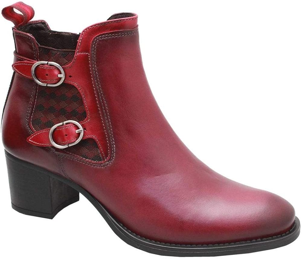 red leather heel boots